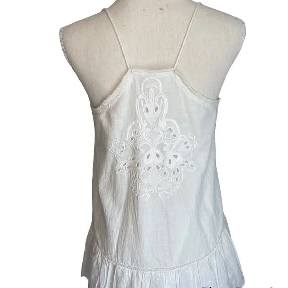 Anthropologie Letmebe Embroidered Eyelet Lace Peplum White Tunic NWT Size 4 - Picture 8 of 16